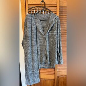 Women’s Gray Button-Up Pajama Set